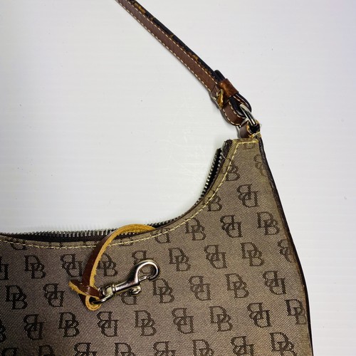 Dooney & Bourke Monogram Small Shoulder Bag Purse Tote Vintage Tan Brown - Picture 2 of 10