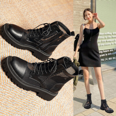 Women's Summer Mesh Boots Real Leather Platform Hollow Out Boots Sandals |  eBay UK