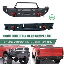 Front + Rear Bumper W/ License Plate Light For 2009-2012 Dodge Ram 1500 Steel