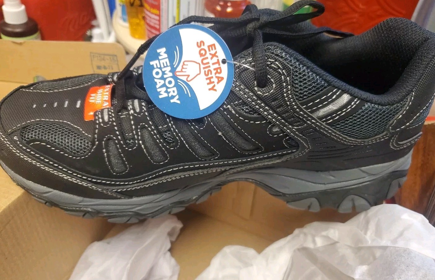 Mens Skechers Afterburn M. Fit Athletic Shoes Black/Charcoal Size 10 Extra Wide