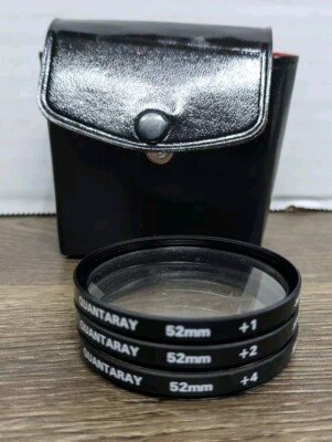 Set of 3 - Quantaray 52 mm +1, +2, +4 Camera Clear Lens Filters in Case Japan 