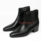 Men's Pointed Toe Chelsea Boots Cuban Heels High Top Formal Dress Ankle Boots