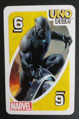 Marvel Uno Flips Card Yellow Black Panther #6 /Ronan the Accuser Wild Draw Color