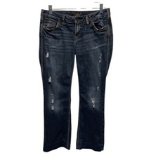 Silver Jeans Alex Dark Wash Distressed Bootcut Denim Size 27x31