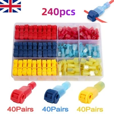240PCS Wire Connector Snap Splice Lock Wire Terminal Cable Connector Crimp