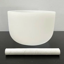 Topfund Frosted White Perfect F Heart Chakra 10" Crystal Singing Bowl MIB