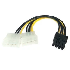 Dual 4 Pin Molex IDE to 8 Pin PCI Express Power Supply Cable PCI-E Adapter PCIe
