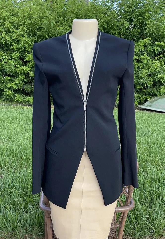 GARETH PUGH черный молнии спереди деталь резинке куртка Sz 46 сделано в Италии новый с Ярлыками - Изображение 2 из 4