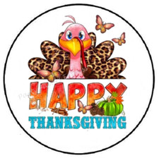 HAPPY THANKSGIVING TURKEY ENVELOPE SEALS LABELS STICKERS PARTY FAVORS