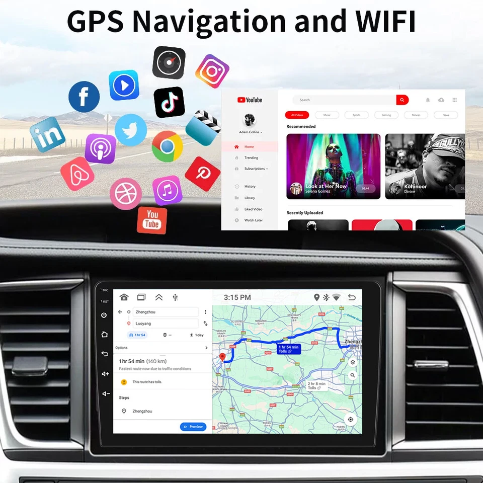 9 Inch 2 Din Car Stereo Radio Android 13 Carplay GPS Double Din WIFI MP5 Player - Image 2 of 4