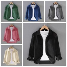 Men Casual Cotton Corduroy Blouse Top Long Sleeve Button Down Slim Shirt Jacket
