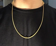 Gold Chain 14k Gold Vermeil Franco 24in 2mm .925 Italy Stamped