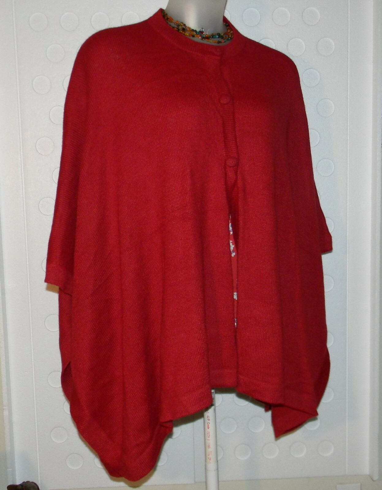 CeBe Knitted Open-Front Poncho O/S Red Alpaca Blend image 4