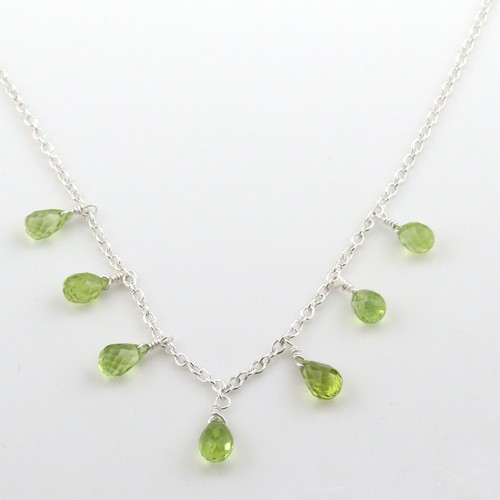 Peridot Drop Gemstone necklace Pure 925 Sterling silver necklace, 18inch