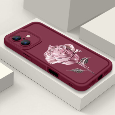 For iPhone 16 15 14 13 12 Pro Max 11 XS XR 8 7 Shockproof Soft Rose Case Cover