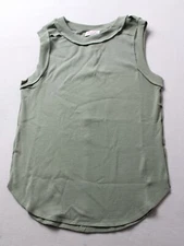 Moco Boutique Women's Basic Babe Reverse Hem Stitching Tank Top AC2 Sage Medium 