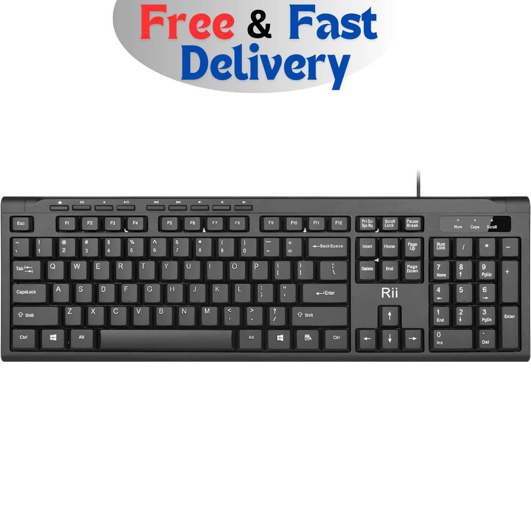 Ultra-Slim Compact USB Wired Keyboard for Mac and PC,Windows 10/8 / 7 (Black)