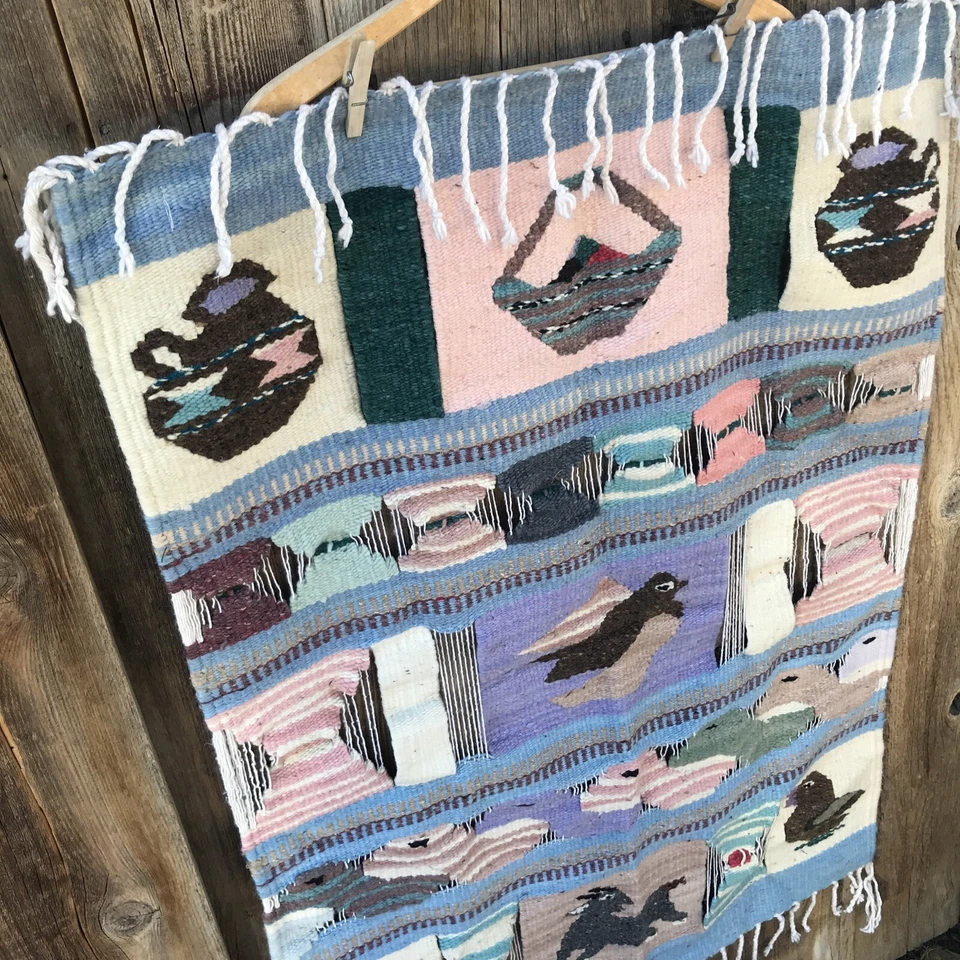 复古 Artesanias Gultex 墨西哥手工编织壁挂毯 — 第 2/4 张图片
