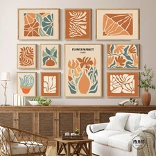 Maximalist decor Set of 10 gallery wall set Earth tone wall art digital download