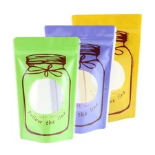 4CustomPrint 10pc Mylar Food Storage Bags Plastic Stand Up Zip Seal Bag w/Window