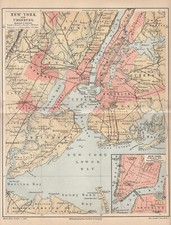 New York & Umgebung - Historische Landkarte 1888 Antique Map - Nordamerika