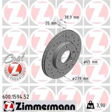 2x ZIMMERMANN Sport Z Bremsscheibe 600.1594.52