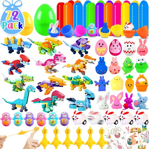 72 Pack Easter Egg Fillers With Assorted Toys - Easter Basket Stuffers For Kids Party