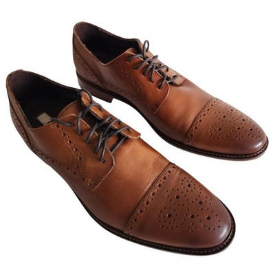 Size 13 Brown Leather Brogue Dress Shoes Joseph Abboud Men's Owings Cap Toe New!
