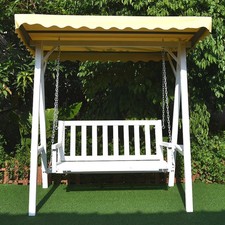 Gartenschaukel Hollywoodschaukel Weiß Grau Hängeschaukel Schaukelbank Holz Dach