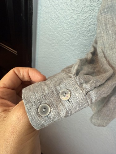 Eileen Fisher Shirt Womens Large Organic Linen Button Up Long Sleeve Casual Top - Picture 4 of 12