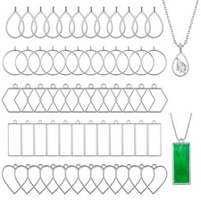 Open Bezels, 60Pcs Alloy Bezels for Resin Jewelry Small to Medium, Silver