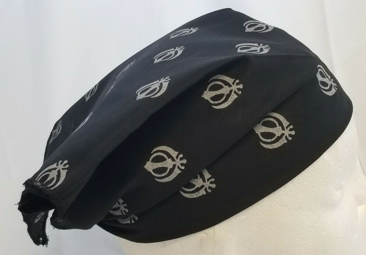 Sikh Punjabi White Khalsa Black Khanda Bandana Head Wrap Gear Rumal Ha - Foto 7