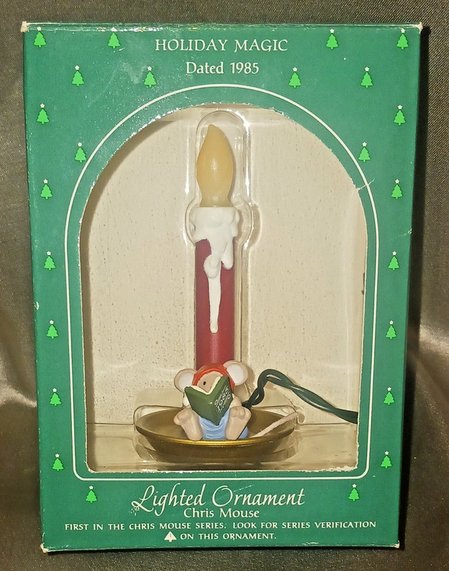1985 Hallmark Chris Mouse Lighted Christmas Ornament Holiday Magic 1st in Series
