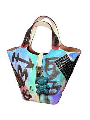 Graffiti Art Handbag Medium Size Vegan Leather Tote Purse