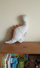 NEU♥ Handmade Stegosaurus Dino Kuscheltier Handschuhweich Nicki Bio BW & Leinen