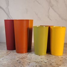 VINTAGE TUPPERWARE STACKABLE TUMBLERS IN 2 SIZES - 6 CUPS FALL COLORS 1348  873