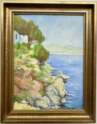 Original altes Ölgemälde Landschaft  Cala Fornells Mallorca , signiert J.E. 1980