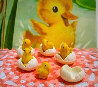 10 Pc Vintage Easter Miniature Rubber Chick Cracked Egg West Germany 1/2'' Crafts