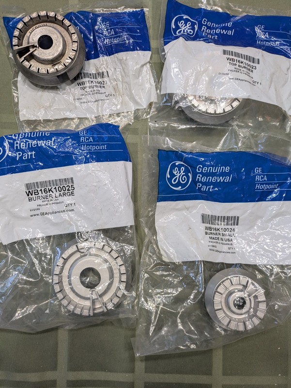 GE Range Burner Head Set Part # WB16K10025 WB16K10023 WB16K10024, 3 are new