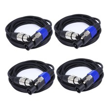 4 Pack 10 Feet Speakon to XLR Cable, Speakon Male to 3 Pin XLR Female Microph...