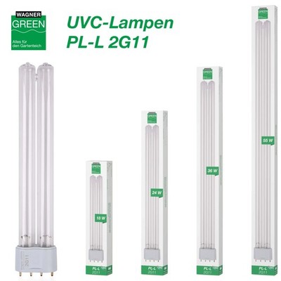 Wagner GREEN UVC Lampe 2G11 PL-L 4Pin Entkeimungs Ersatzlampe 18 24 36 55 Watt