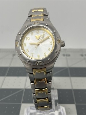 Mickey Mouse Time Works Women's Watch 2 Tone Quartz New Battery Full Links