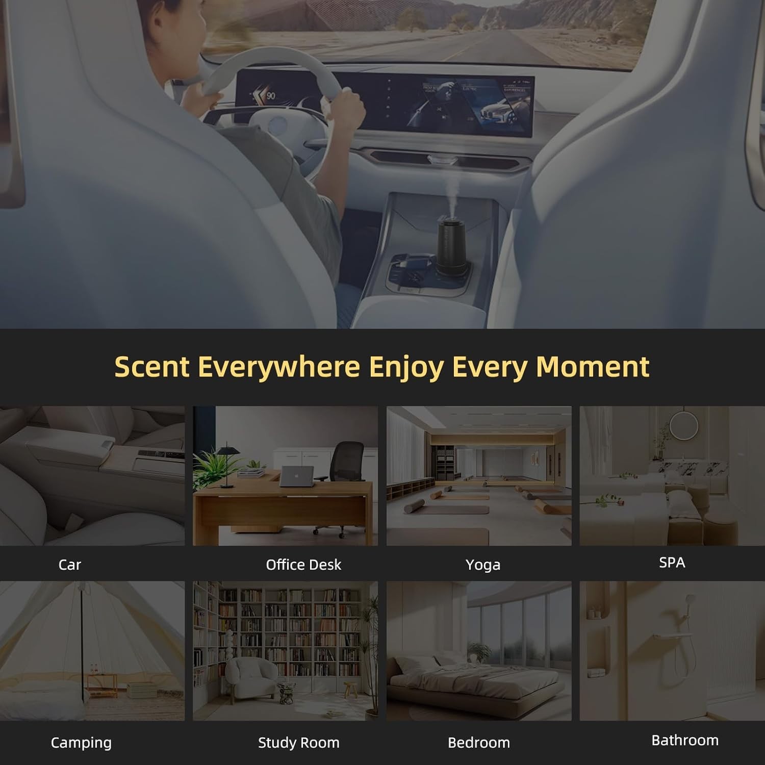 Car Diffuser, Waterless Diffuser for Essential Oils with 3 Mist Levels, Porta...