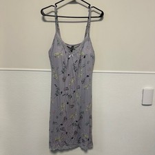Ambrielle Sleepwear Women's Purple Floral Chemise Size Medium Nightgown Bra Lace