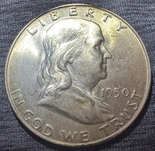 1950 Benjamin Franklin Half Dollar 50 Cent 90% Silver
