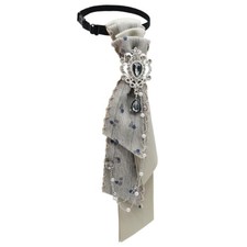 Rhinestone Ties for Women Adjustable Vintage Womens Tie Pre-tied Metal Gray