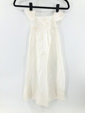 Victorian White Floral Lace Cotton Christening Gown Short Sleeve Kids