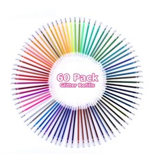 Glitter Gel Pen Refills, 60 Colors Gel Ink Pen Refills, Metallic Pastel Fluoresc