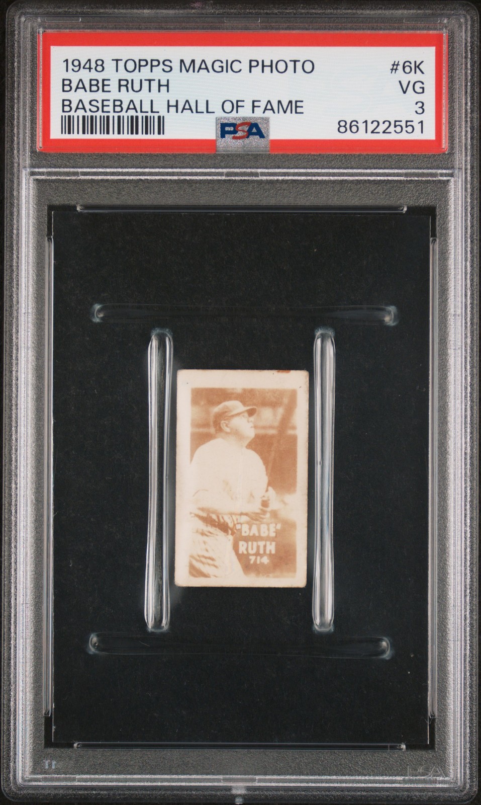1948 Topps Magic Photo Baseball Hall Of Fame #6K Babe Ruth PSA 3 VG