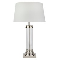 Nachttischlampe Tischleuchte E27 63 Cm In Silber Weiß Stoff Metall Glas